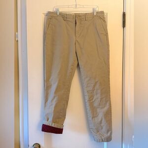 J. Crew 770 Khaki Chino pant w flannel lining  34 x 32